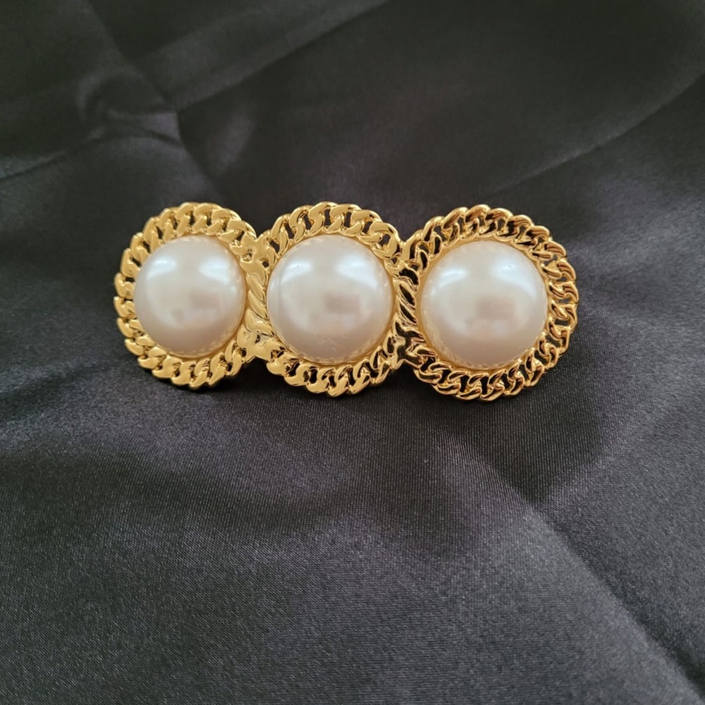 Made in France Vintage Hair Barrette FRENCH PEARL HAIR BARRETTE IN GOLD